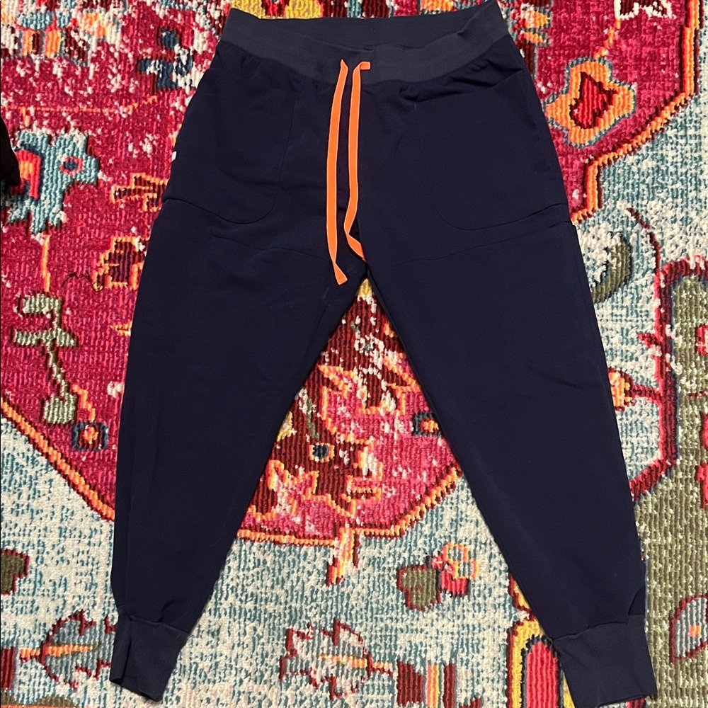 Figs Technical Collection Joggers - navy with Orange drawstring